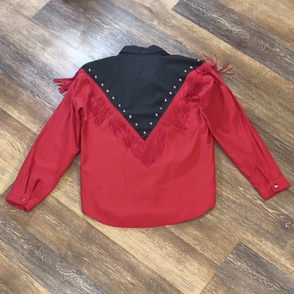 Roper Black and Red Western Fringe Shirt - Picture 4 of 5